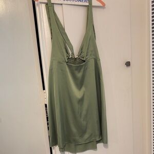 Elegant Green Satin Mini Dress